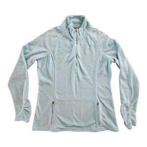 ATHLETA‎ BLUE 1/3 ZIP PULLOVER FLEECE EMBROIDERED BACK SIZE Large
